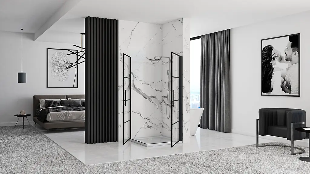 Душова кабіна Rea Rubik 90x90 black mat REA-K9231, Чорний матовий, Універсальна, прозорий - фото 6
