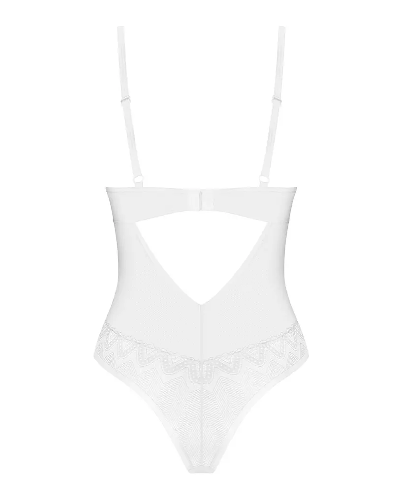Боді Obsessive Alissium Teddy White, M/L, ліф з м’якою чашкою, високі вирізи для ніг - фото 6