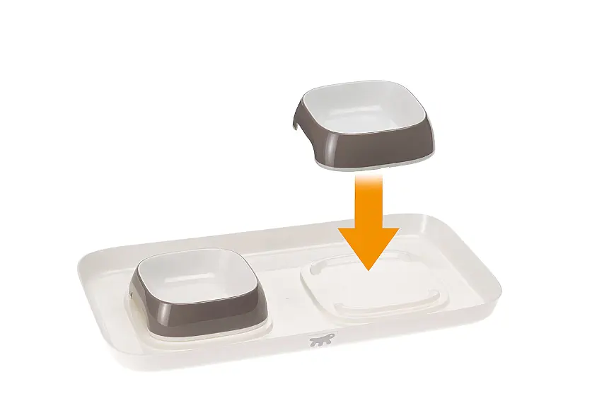 Миски на підставці для собак та котів Ferplast Glam Tray Small сірі 40x23x5.5 см 2x400 мл 71908521 - фото 3