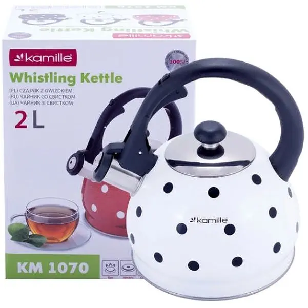 Чайник Kamille з нержавіючої сталі зі свистком 2 л (KM-1070WH) - фото 4