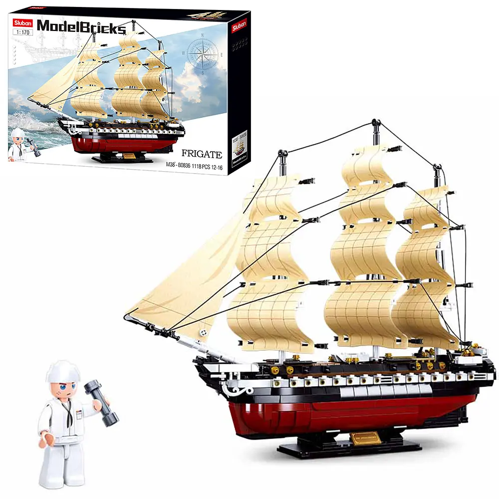 Конструктор SLUBAN M38-B0836 "Model Bricks": Фрегат ІХ-21 1:170 1118 дет. - фото 4