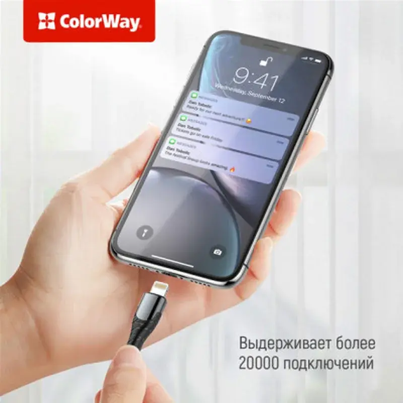 Дата кабель USB-C to Lightning 2.0m ColorWay (CW-CBPDCL036-GR) - фото 5