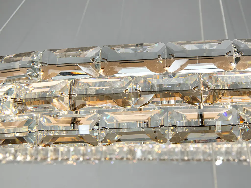 Підвісна LED-люстра Diasha 7896/800+600+400S-Gold з трьома кришталевими кільцями, пультом, 98 W, Gold, 78 см, 16-30m2 - фото 3