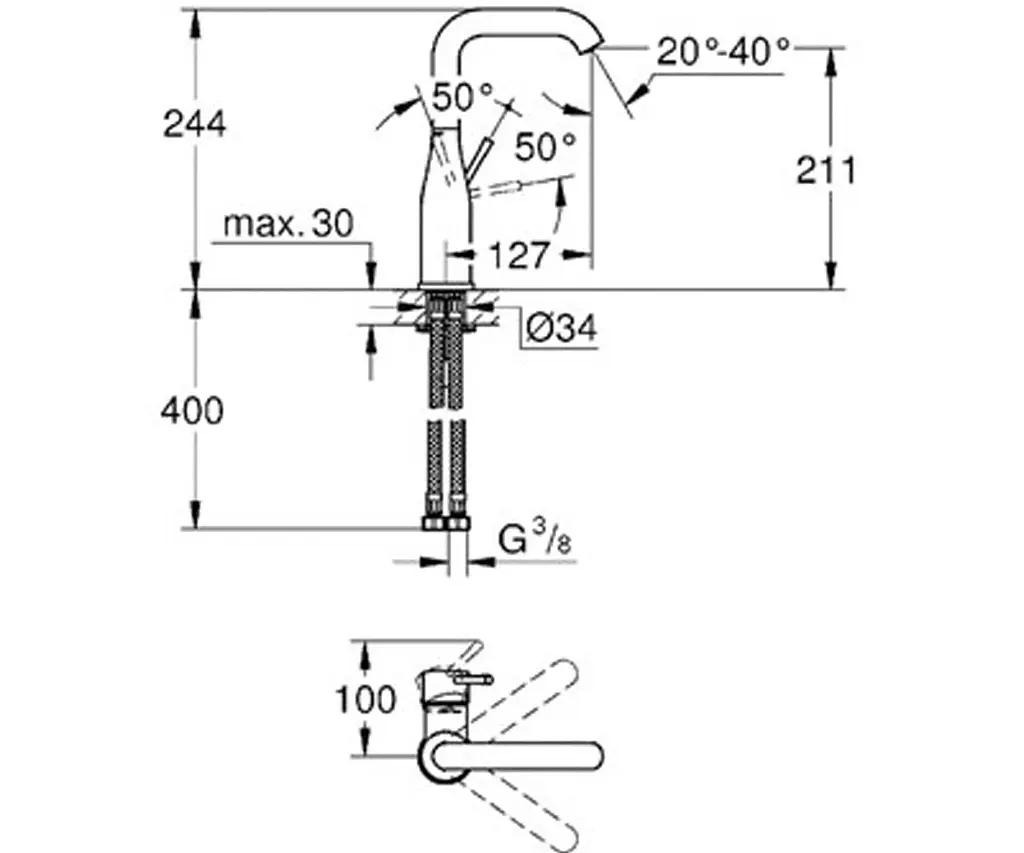 Змішувач для умивальника Grohe Essence New 23541001, Хром - фото 2