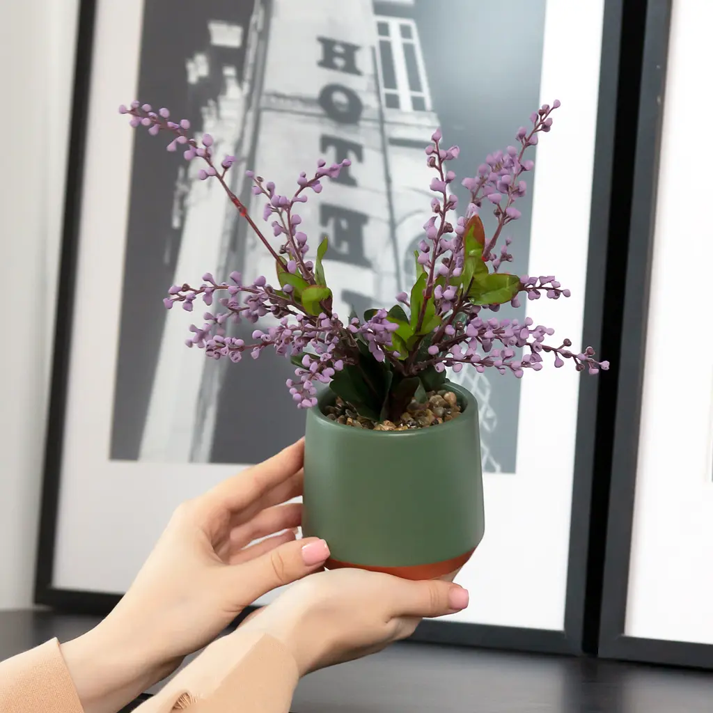 Горщик зі штучною рослиною МВМ My Home, 23 см, зелений (DH-FLOWERS-21 PURPLE/GREEN) - фото 4