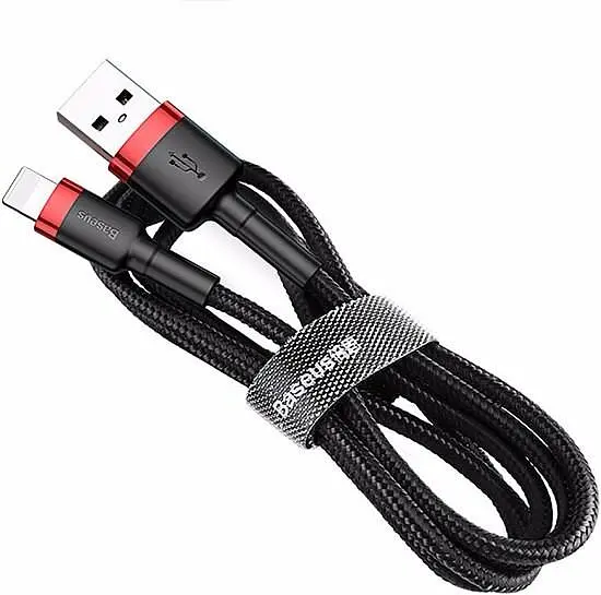 Кабель Baseus Cafule Special Edition Cable USB to Lightning 2.4A 1m CALKLF-G91 Black-Red - фото 2