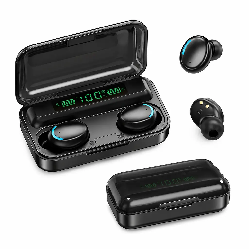 Бездротові навушники F9 TWS bluetooth 5.1 black OPM з павербанком - фото 9
