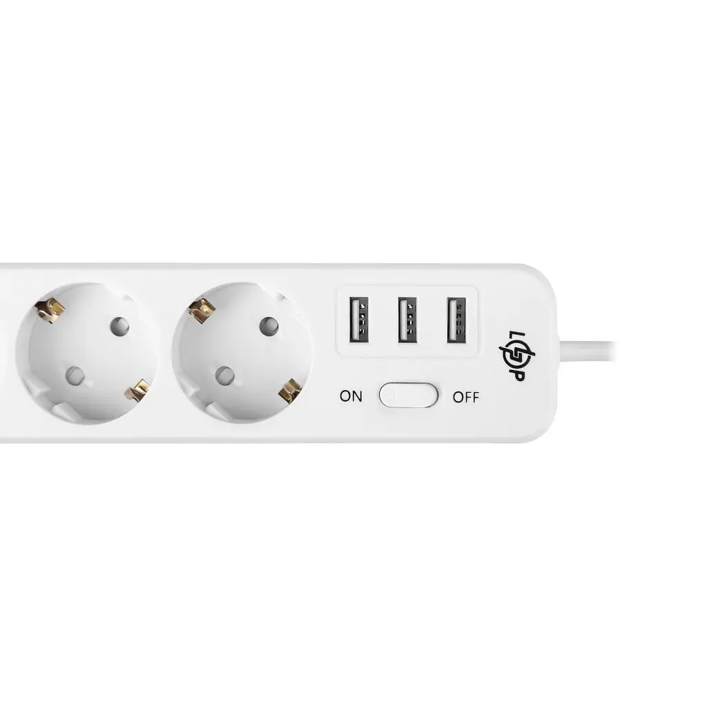 Мережевий фільтр LogicPower Premium LP-X3 USB 2200 Вт White 2 м - фото 3