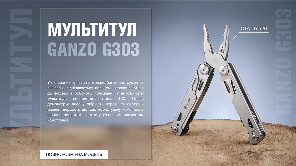 Мультитул Ganzo G303, (16 см) 21 функція + біти та чохол - фото 14