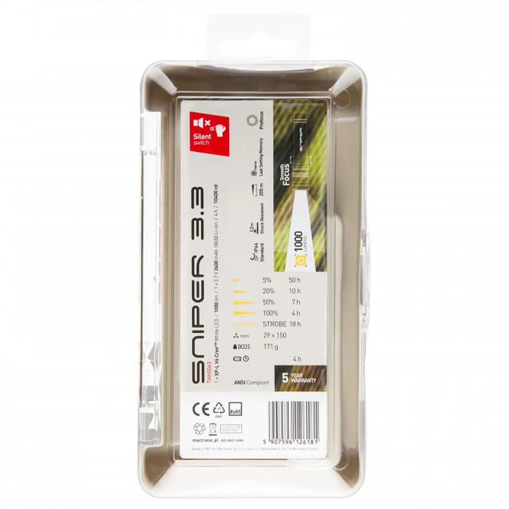 Ліхтар тактичний Mactronic Sniper 3.3 (1000 Lm) Focus Powerbank USB Rechargeable (THH0063) - фото 11