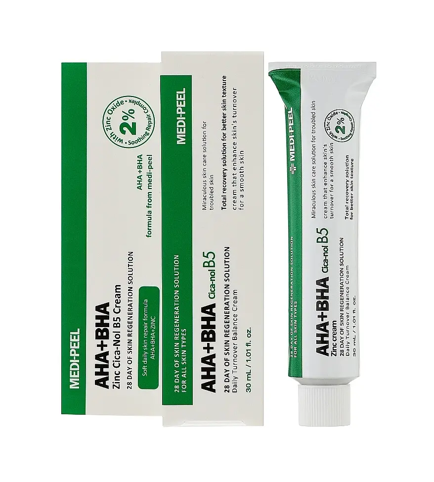Крем з кислотним комплексом і цинком AHA BHA Zinc Cica-Nol B5 Cream Medi-Peel 30 мл - фото 2