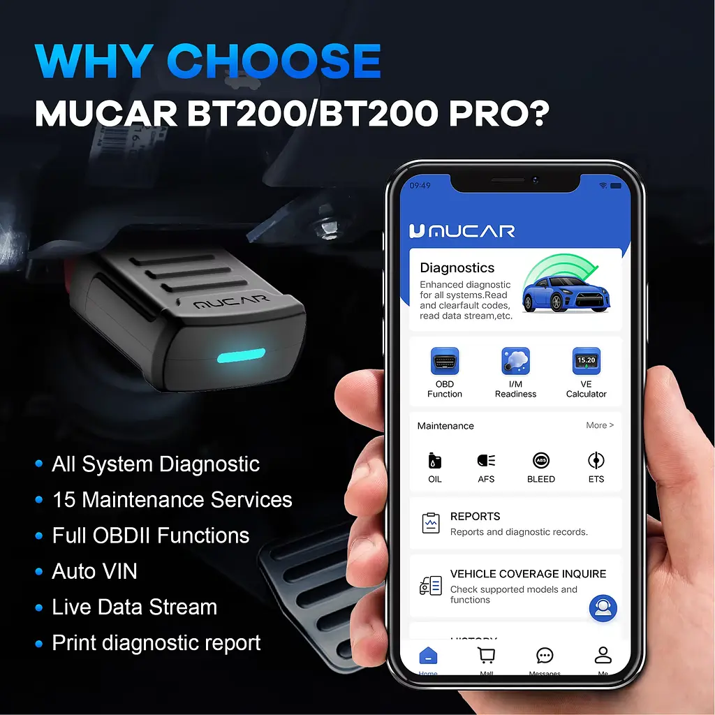 Універсальний автосканер Мультимарочний OBD2 Mucar BT200 Професійний діагностичний автомобільний сканер ОБД2, EOBD, ELM327 (19803) - фото 4