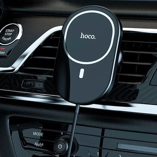 Магнитный автомобильный держатель Hoco CA90 с беспроводной зарядкой Black - фото 4