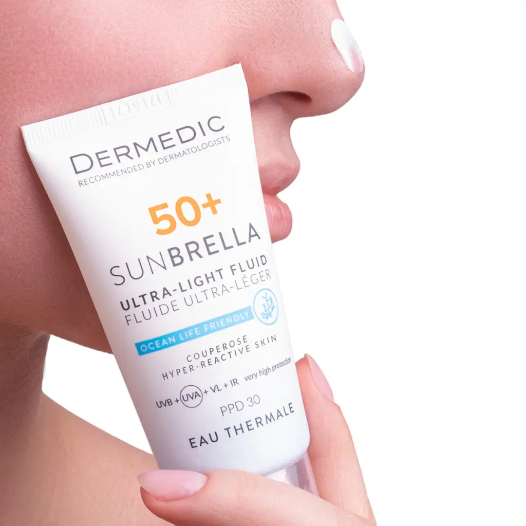 Засіб від засмаги Dermedic Sunbrella Ультралегкий захисний флюїд SPF 50+ Для судинної та гіперактивної шкіри 40 мл (5901643177584) - фото 4