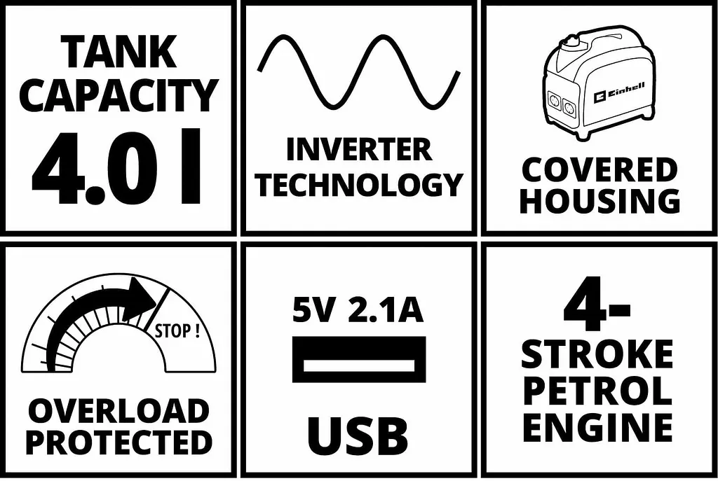 Генератор Інверторний Einhell TC-IG 2000 21.6кг / 1800 Вт / Бензин (4152590) - фото 8