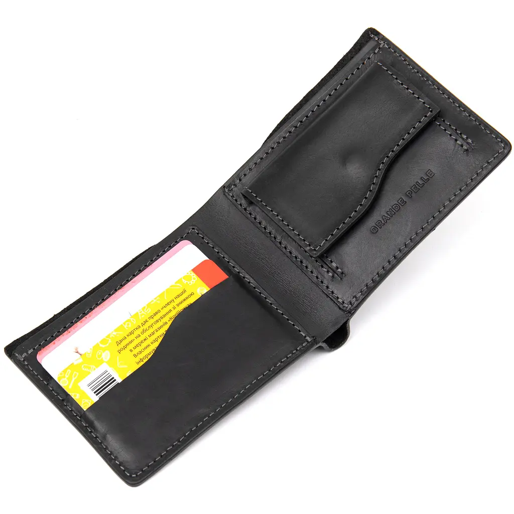 Кожаное портмоне мужское GRANDE PELLE 11,5х9х1 см acs0022431 - фото 3