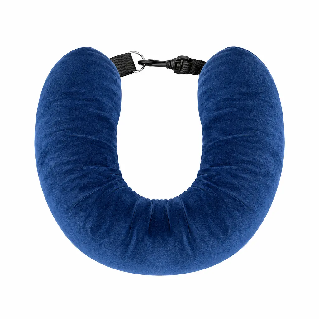 Подушка-чохол для ручної поклажі в літак Travel Pillow Bag 79×18 см, з ремінцями, синя