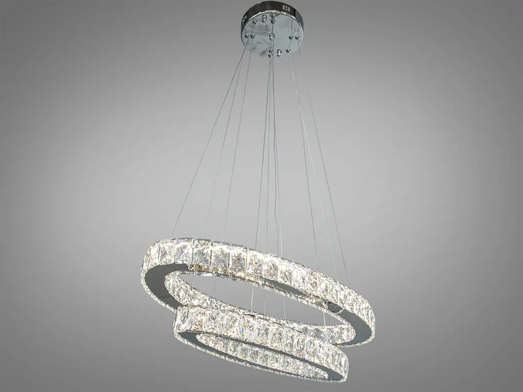 Світильник підвісний LED Diasha 7210/650+500HR, 50W, хром, сучасний стиль, регульована висота, пульт ДК - фото 3