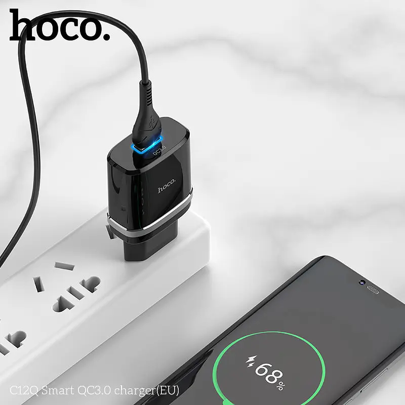 Адаптер мережевий HOCO Smart FCP/AFC C12Q 1USB 18 W black - фото 4