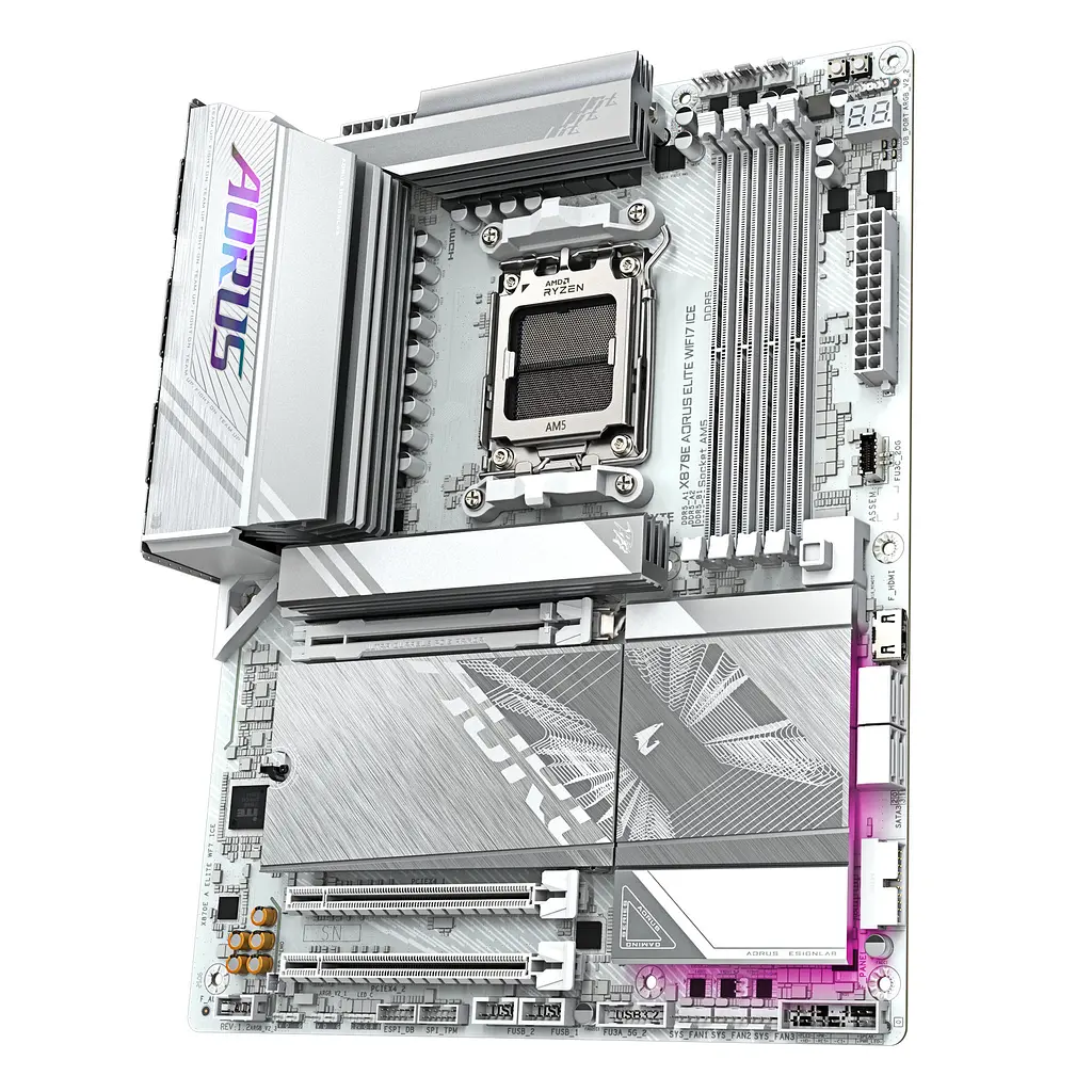Gigabyte Материнська плата X870E A ELITE WF7 ICE sAM5 X870 4xDDR5 M.2 Wi-Fi BT HDMI DP ATX - фото 3