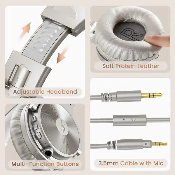 Наушники OneOdio Studio Pro C Bluetooth+3,5мм Silver (Pro C Silver) - фото 5