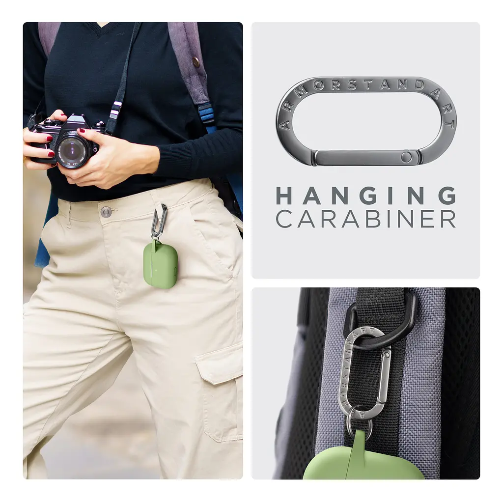 Силіконовий чохол для навушників Apple AirPods Pro, Hang Case, зелений, ультратонкий захисний кейс товщиною 2 мм, захист від подряпин, пилу та ударів, компактний, з карабіном для кріплення, ArmorStandart (ARM56061) - фото 6