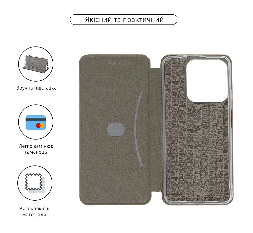 Чехол-книжка для Realme Note 70 4G, G-Case, золотой, кожаный чехол-книжка из экокожи (PU) и TPU, с магнитом, с подставкой и вместительным кардхолдером, противоударный, защита всего корпуса, ArmorStandart (ARM88785) - фото 3