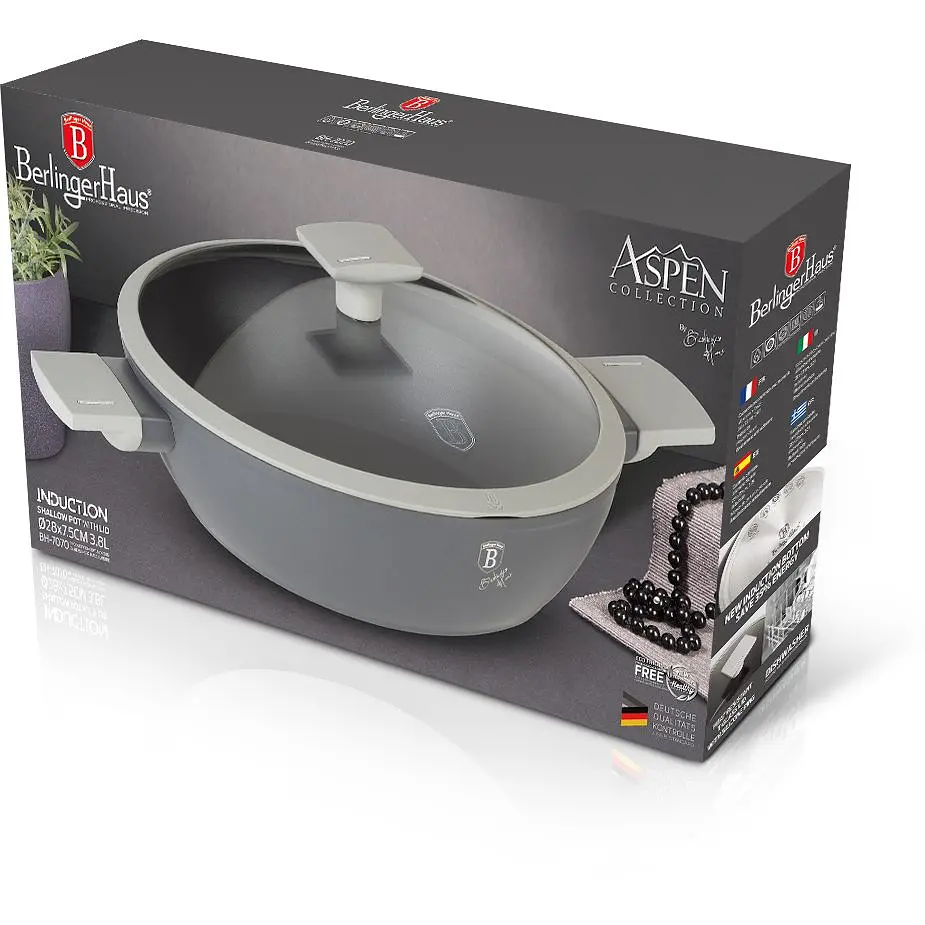 Сотейник с крышкой Berlinger Haus Aspen Collection, 3,8 л, серый (BH 7070) - фото 2