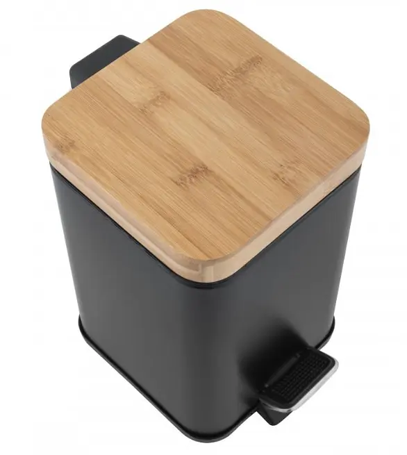 Кошик для сміття Yoka Sido Black Bamboo 3л. для ванної кімнати CH.SIDO-BLK, Чорний матовий - фото 4