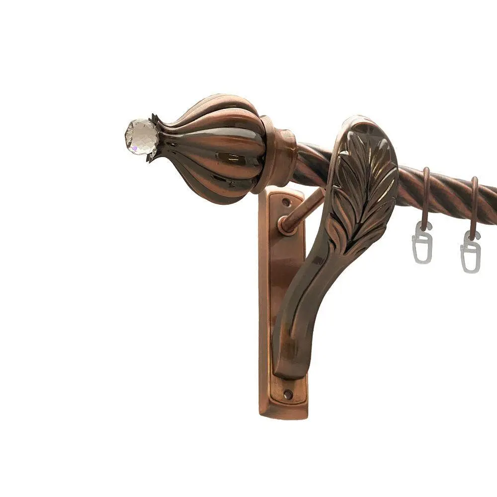 Карниз Orvit Таджа-Кристал металевий однорядний ретро скручена труба кільце металеве Мідь 25 мм 300 см (00-00016381)