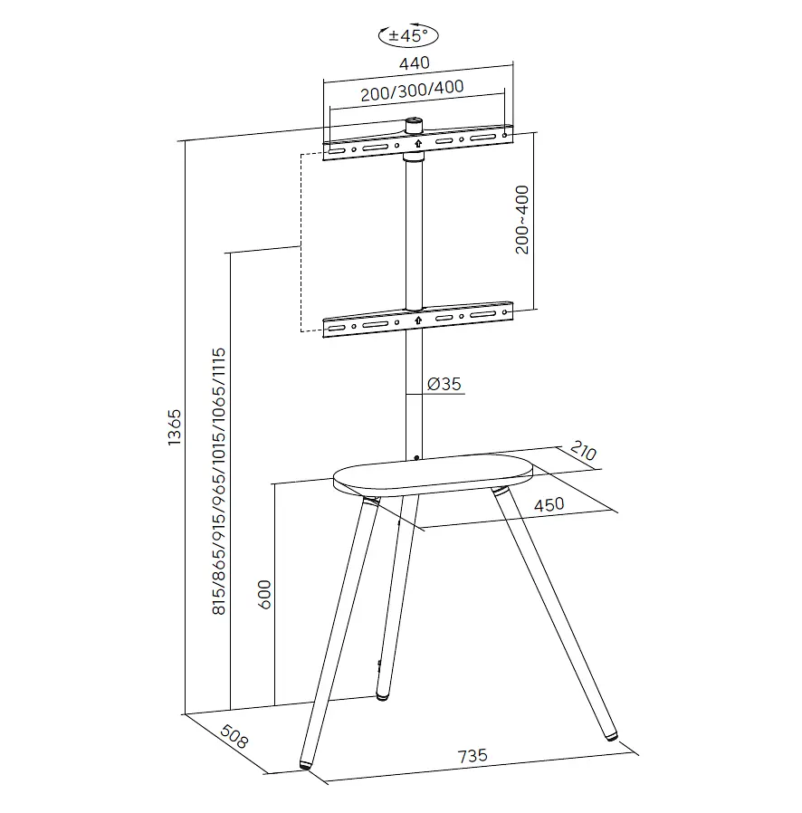 Підлогова стійка OfficePro TVS226 (VESA400х400) - фото 7