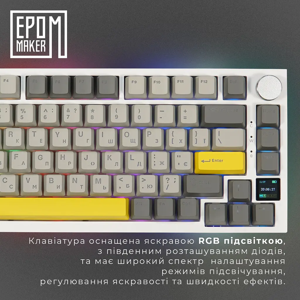 Клавиатура Epomaker AK820 Pro Flying Fish White механическая беспроводная (AK820-PRO-W-FF) - фото 9