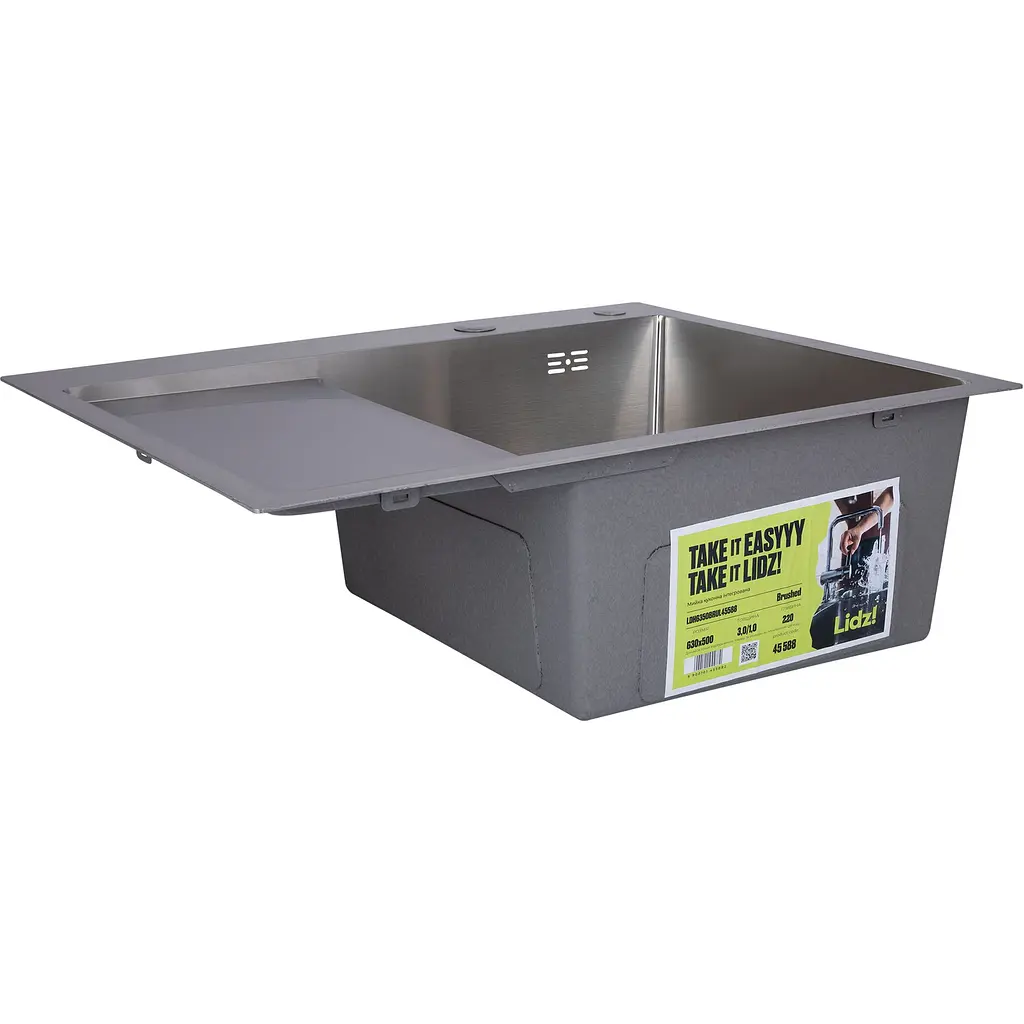 Мойка для кухни Lidz Handmade H6350L интегрированная крыло слева 3.0/1.0 мм Brushed Steel (LDH6350BRUL45588) - фото 2