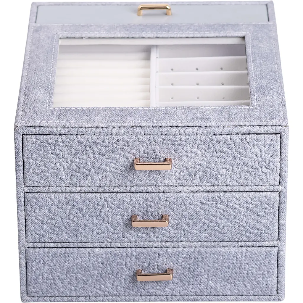 Шкатулка-комод Yiwu для украшений 23x20x15 см серая HP-5-16G - фото 3