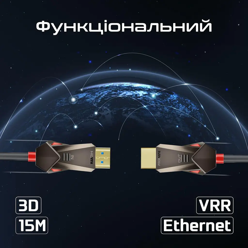 Кабель Promate HDMI-HDMI V 2.0 15 м (prolink4k60-15m) - фото 6
