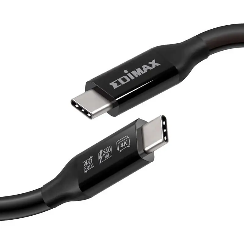 Кабель Edimax UC4 V2 USB Type-C - USB Type-C (M/M), Thunderbolt 3, 240 W, 20 V, 5 A Max, 1 м, Black (UC4-010TB) (UC4-010TB V2) - фото 2