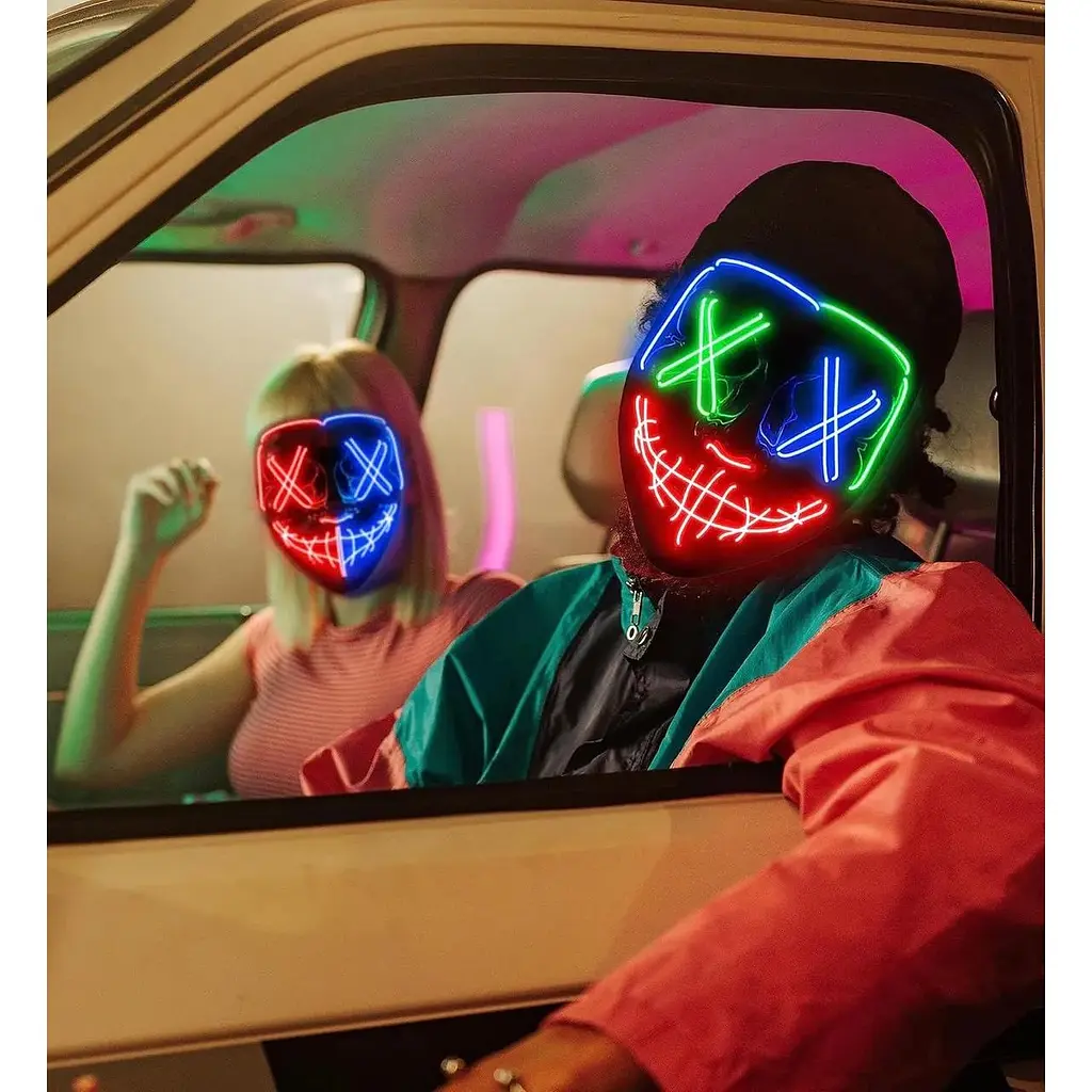 Маска на Хелловін зі світлодіодним підсвічуванням AnanBros The Purge Mask 3 режими освітлення для косплей-вечірки - фото 7