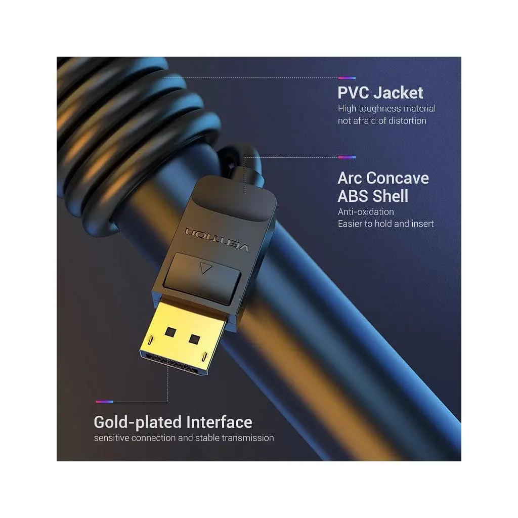 Кабель мультимедійний DisplayPort M to DisplayPort M 1.5m 4K60Hz black Vention (HACBG) - фото 4