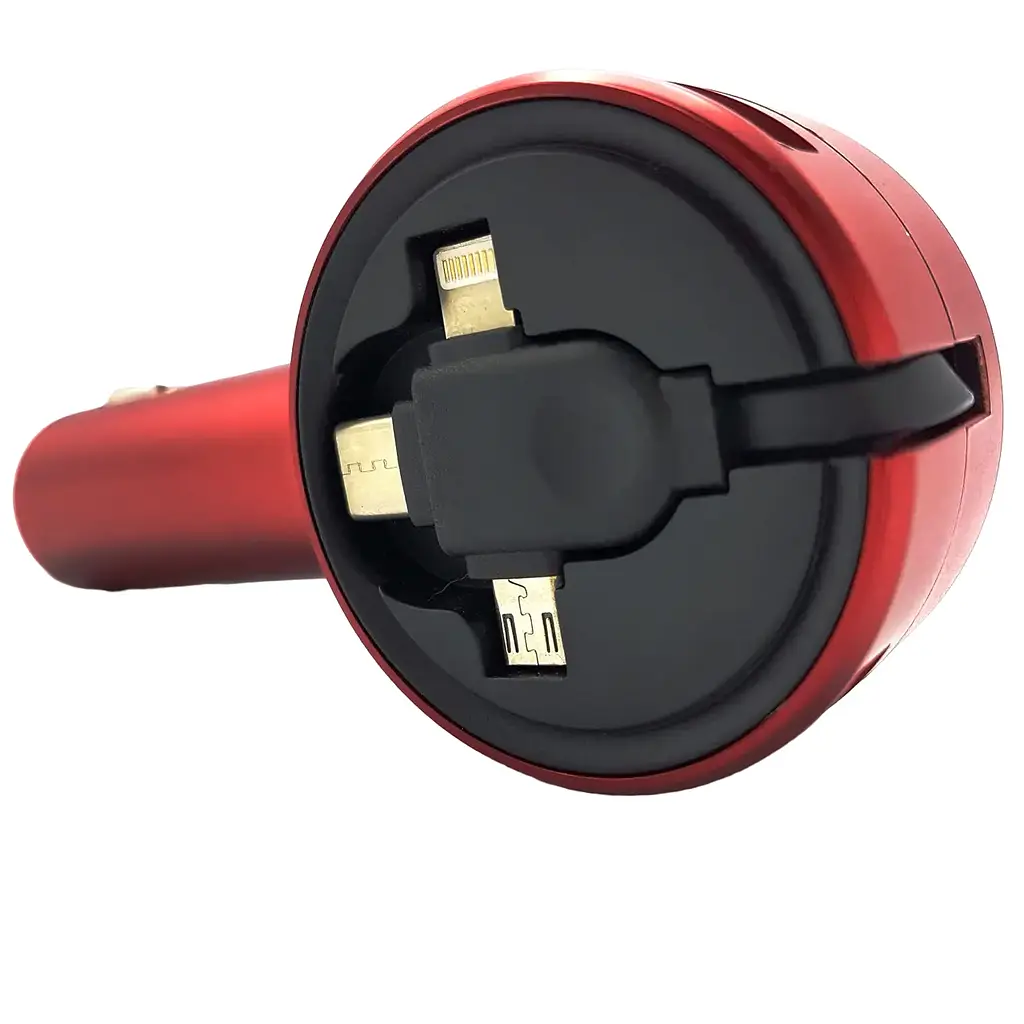 Автомобильный адаптер UFT с двумя USB портами 3 в 1 Lightning + Micro USB + Type-C M+ СC2 - фото 4
