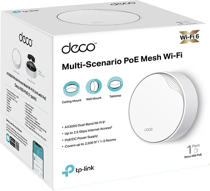 WiFi Mesh система TP-Link Deco X50-PoE 1pack (AX3000) 1 роутер - фото 5