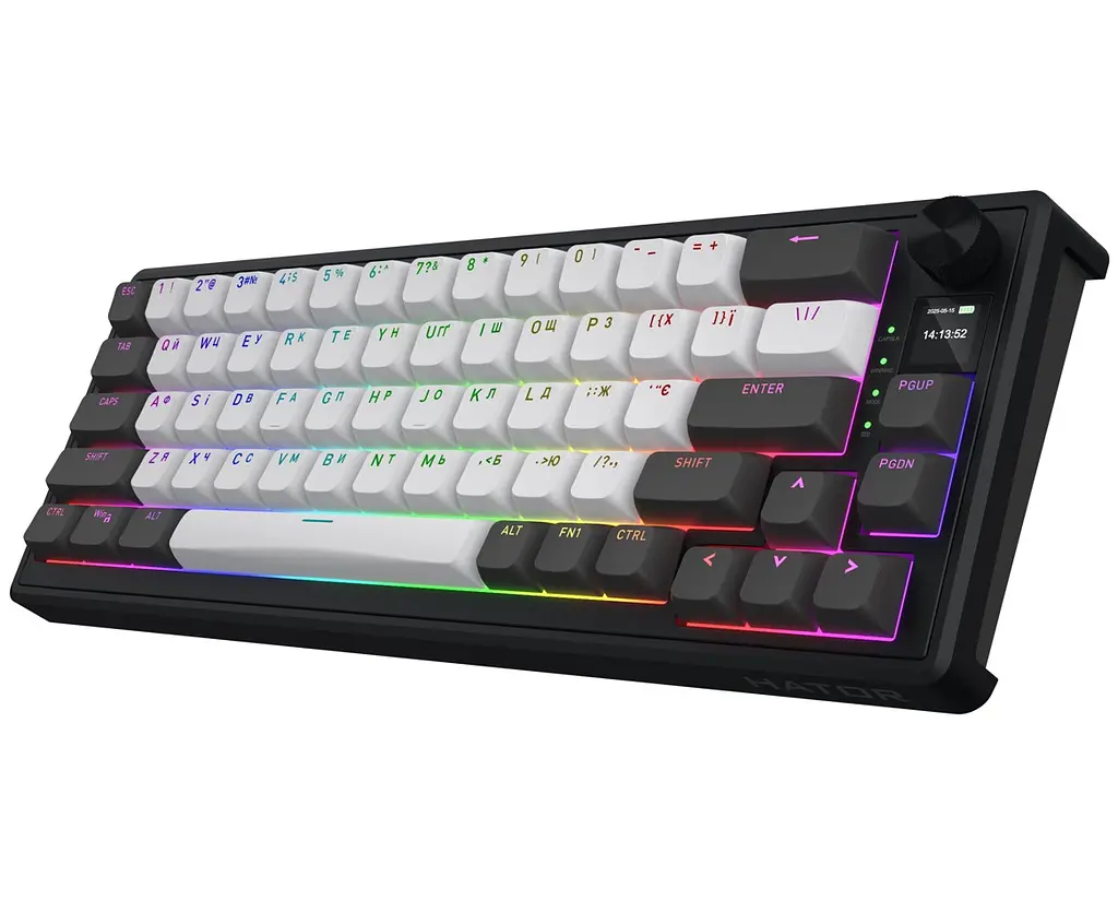 Клавіатура ігрова механічна HATOR HTK-4160-UA Skyfall 65 PRO Wireless Aurum Vanila Silent Switch USB, 2,4 ГГц, BT 5.3 - фото 5