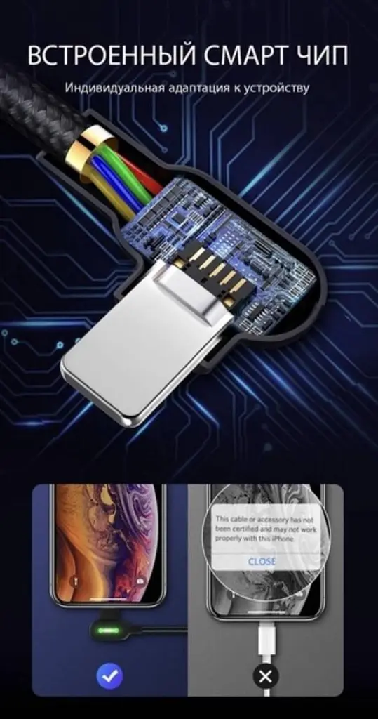 Двосторонній зарядний кабель для iPhone iPad McDodo 90 ° USB to Lightning з LED підсвічуванням 1.2m - фото 5