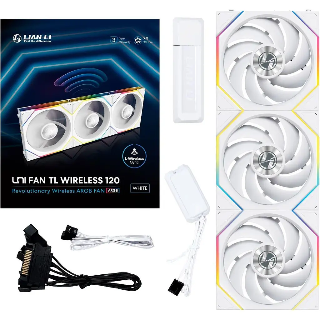 Комплект вентиляторів Lian Li Uni Fan TL WIRELESS 120-3 White (G99.12TL1W3W.00) - фото 8