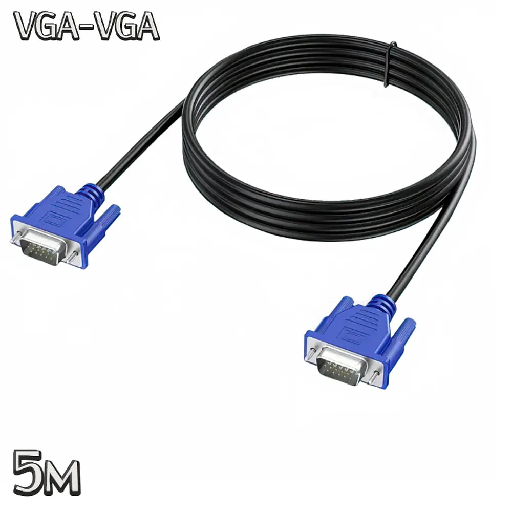 Кабель VGA-VGA Male/Male 5 м, відеокабель для монітора та проектора з феритовими фільтрами - фото 2