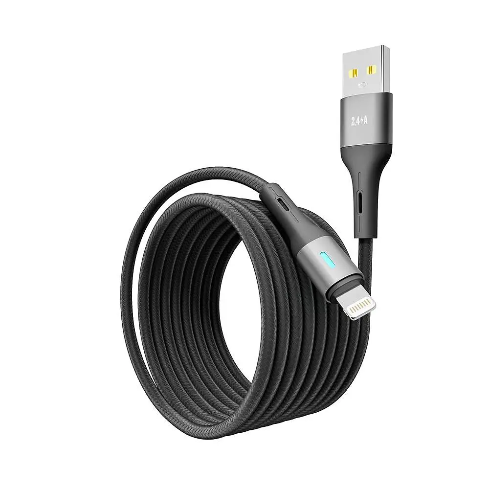 Кабель для заряджання та обміну даними Yoki YK-LE17 LED Series USB/Lightning 12W 2.4A/5V 2 m Black - фото 4