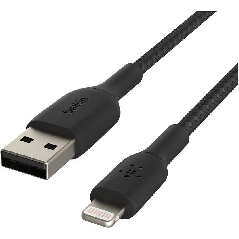Кабель Belkin Boost Up Charge Braided USB-A to Lightning 2m Black (CAA002BT2MBK) [158797] - фото 3