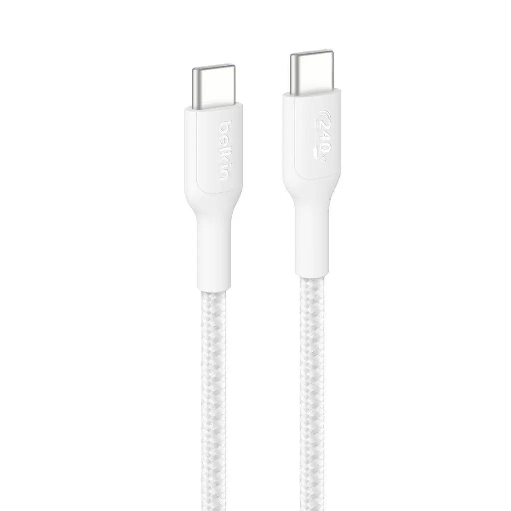 Кабель Belkin USB-C > USB-C заряджання/синхронізації 1м, 240Вт, Type-C, плетений, білий teh0013627 - фото 2