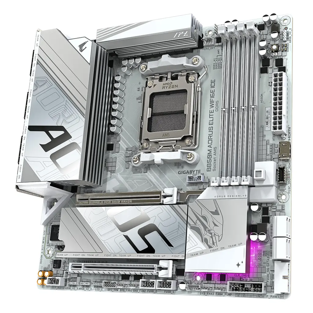 Материнская плата Gigabyte B850M AORUS ELITE WF6E ICE sAM5 B850 4xDDR5 M.2 Wi-Fi BT mATX - фото 3