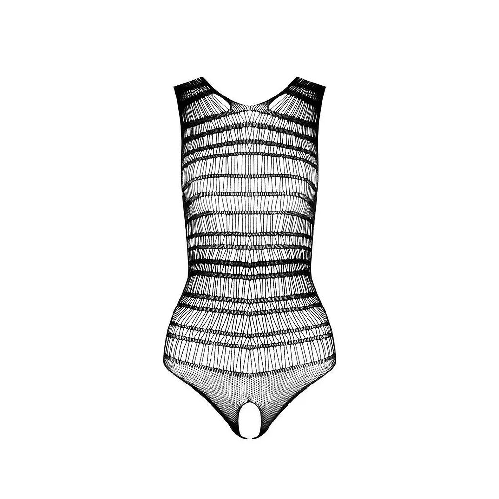 Бодистокинг с доступом Passion BS086 black вертикальная сетка вырез на спинке One size - фото 5