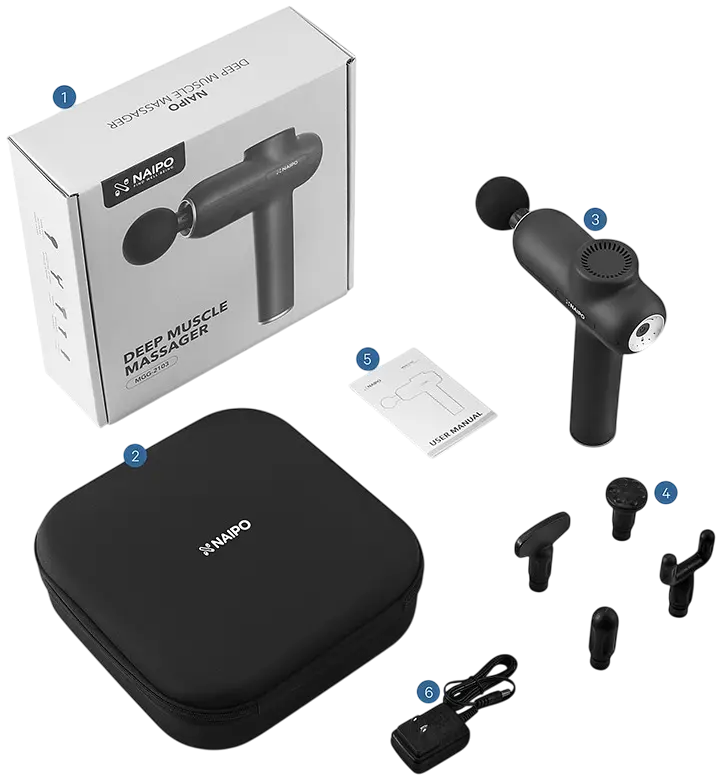 Масажер перкусійний ручний NAIPO Massage Gun MGG-2103 для тіла без підігріву UA - фото 4
